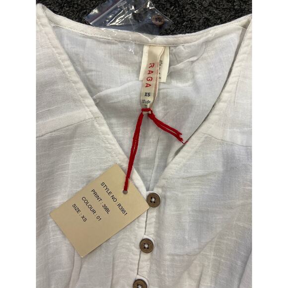 NWT Raga Womens White Cotton Button Front Ruffled Sleeveless Maxi Dress Size XS - Picture 2 of 8